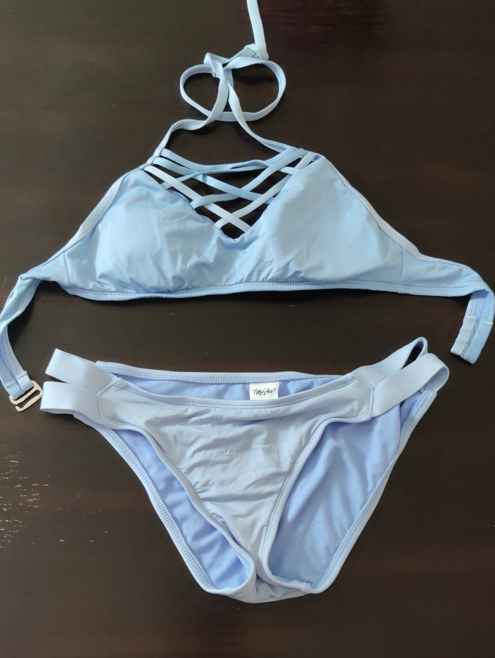 Mossimo Supply Co. Light Blue Crisscross Halter Bikini
